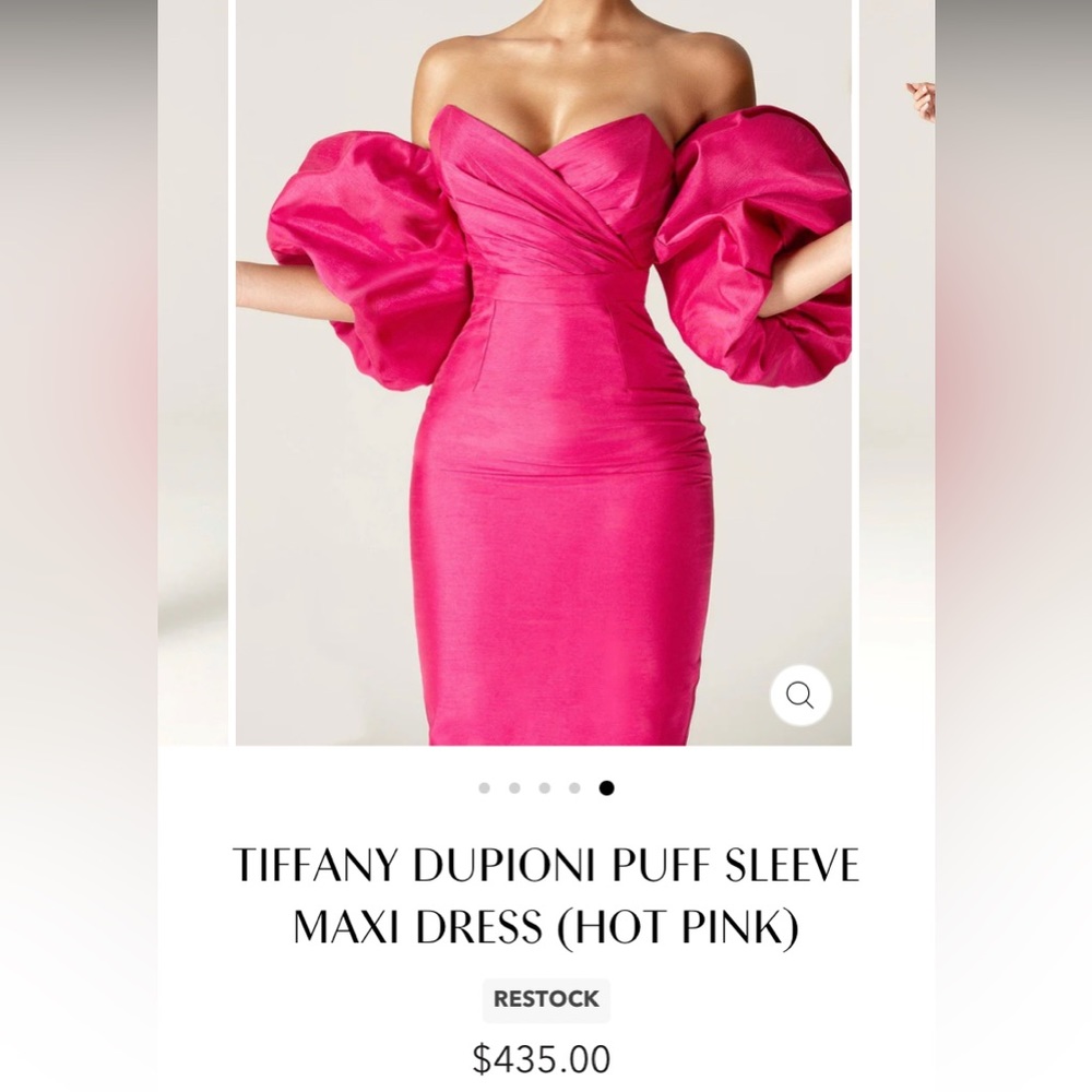 ALIEVA - Tiffany Dupioni Puff Sleeve Mini Dress (Hot Pink)